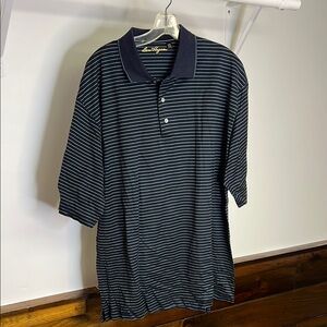 Ben Hogan Men's Navy Striped Polo Shirt- XXL‎